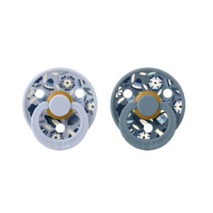 Set 2 Suzete cu Tetina Rotunda din Latex, 6-18 luni, Size 2, Colour Bobo Dusty Blue Mix, BIBS