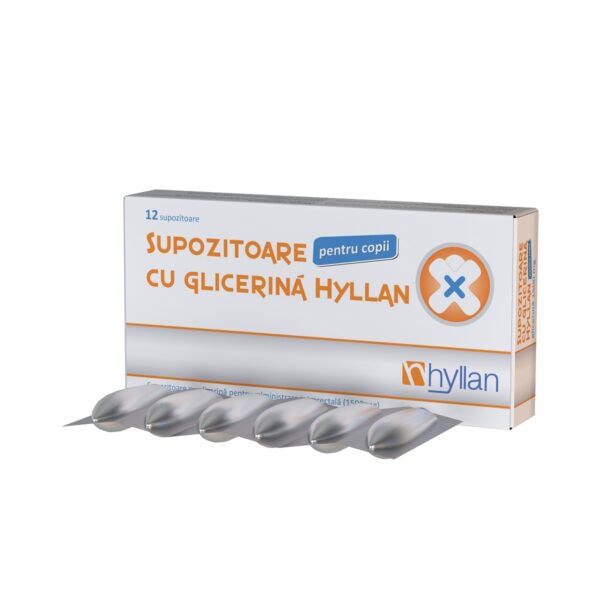 Supozitoare cu Glicerina Pentru Copii, 1500 mg, 12 Bucati, Hyllan