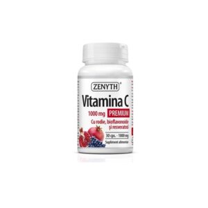 Vitamina C Premium cu Rodie, Bioflavonoide si Resveratrol, 1000 mg, 30 capsule, Zenyth