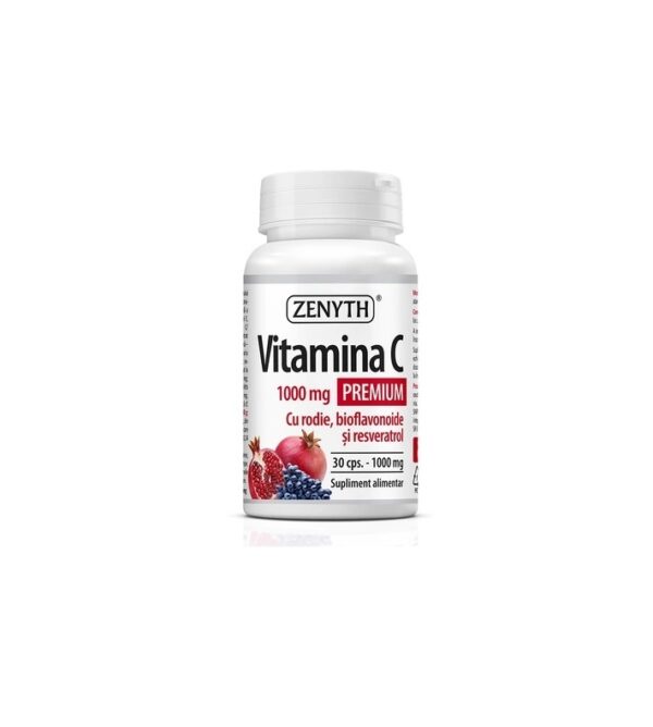 Vitamina C Premium cu Rodie, Bioflavonoide si Resveratrol, 1000 mg, 30 capsule, Zenyth