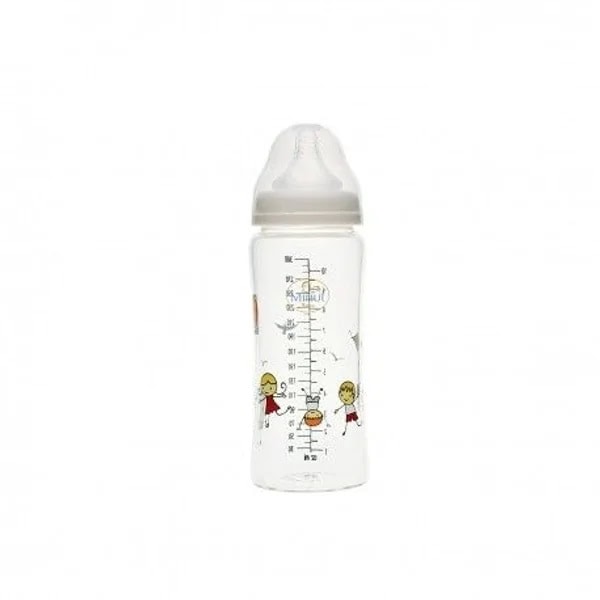 biberon-din-sticla-borosilicat-cu-gat-larg-3-luni-300ml-minut-O37359-farmacia-morpheus Biberon din Sticla Borosilicat cu Gat Larg 3 Luni+, 300ml, Minut