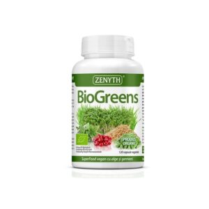 BioGreens SuperFood Organic cu Germeni, Alge si Lastari, 120 Capsule, Zenyth