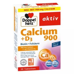 Calciu 900 + D3 + Biotina + Acid Folic Aktiv, 30 Comprimate, Doppelherz