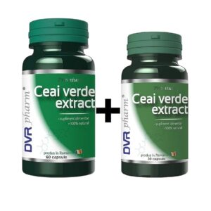 Ceai Verde Extract Standardizat Premium, Pachet 60+30 Capsule, DVR Pharm