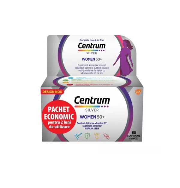 Centrum Silver 50+ pentru Femei, 60 Comprimate, Haleon