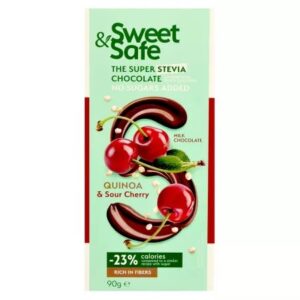 Ciocolată cu Lapte, Quinoa și Vișine, 90 g, Sweet & Safe