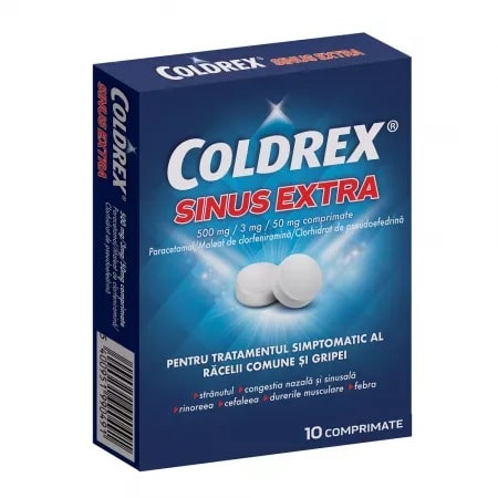 Coldrex Sinus Extra, 500 mg/3 mg/50 mg, 10 Comprimate, Perrigo