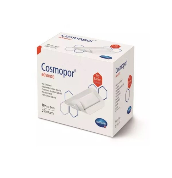 Cosmopor Advance Pansament Steril cu Corp Absorbant si Margini Autoadezive, 10x6 cm, 25 Cucati, Hartmann