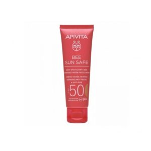 Crema de Fata Colorata, Bee Sun Safe Anti-Spot & Anti-Age Defense SPF50 Golden Tint, 50ml, Apivita