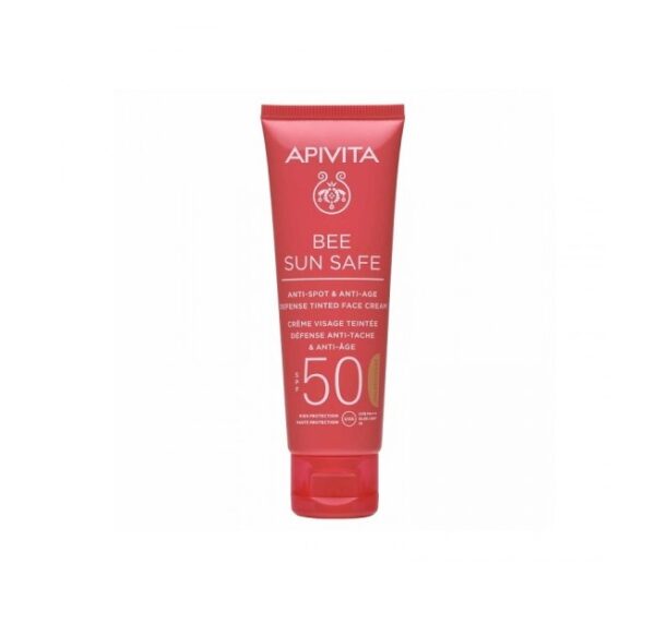 Crema de Fata Colorata, Bee Sun Safe Anti-Spot & Anti-Age Defense SPF50 Golden Tint, 50ml, Apivita