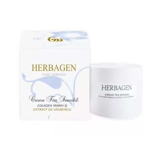 Crema Pentru Ten Sensibil cu Colagen Marin și Extract de Gălbenele, 100 ml, Herbagen