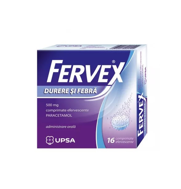 Fervex Durere si Febra, 500 mg, 16 Comprimate Efervescente, Upsa