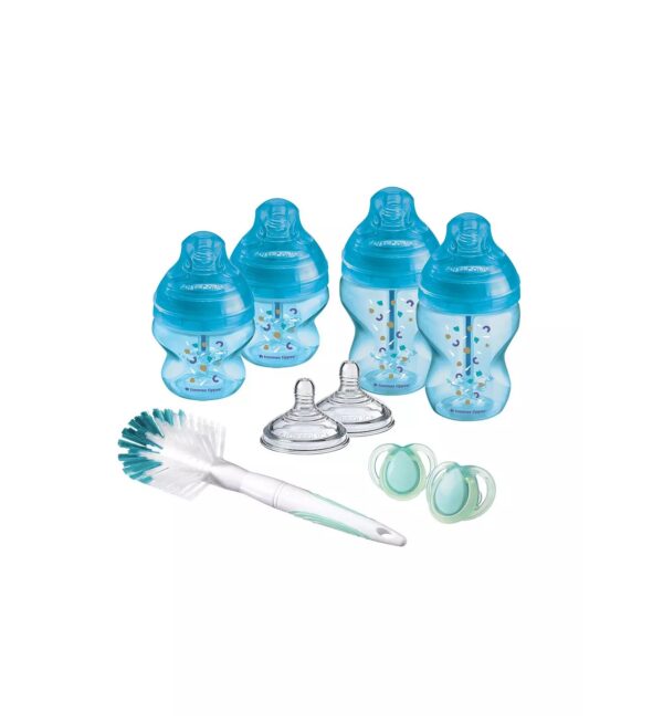 Kit Biberoane Nou-Nascut Advanced cu Sistem de Ventilatie Anti colici, Albastru, 0 Luni+, Tommee