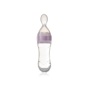 Lingurita cu Rezervor pentru Bebelusi, cu Capac Protectie , 90 ml, Roz, BabyJem