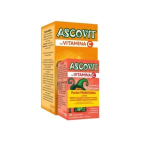 Pachet Ascovit cu Vitamina C si Aroma de Portocala 100 mg x 60 Comprimate + Ascovit cu Vitamina C si Aroma de Capsuni 100 mg x 20 Coprimate, Perrigo