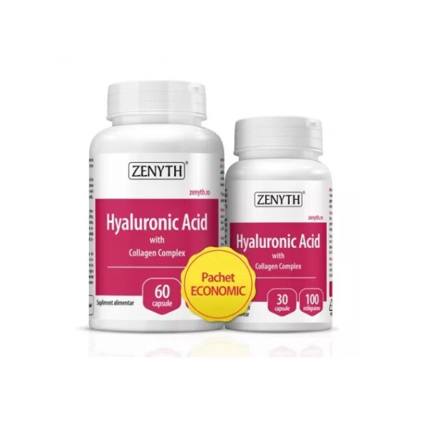 Pachet Hyaluronic Acid cu Collagen Complex, 60+30 Capsule, Zenyth