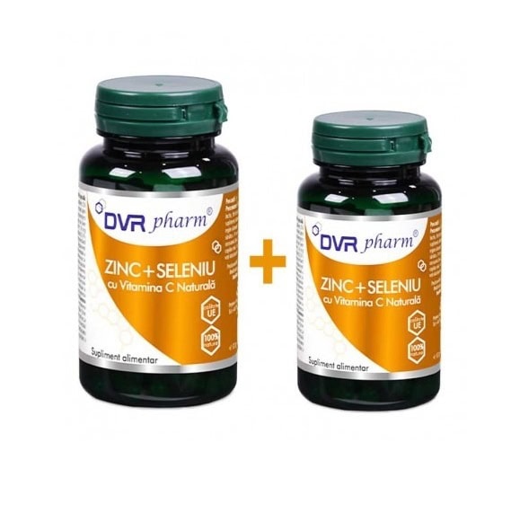 Pachet Zinc, Seleniu și Vitamina C, 60 + 30 Capsule, DVR Pharm