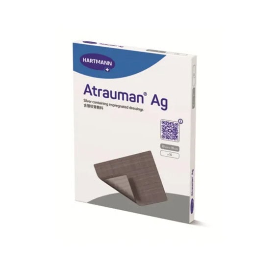 Pansament Pansament Cu Unguent Neutru Si Argint Atrauman Ag, 10 x 10 cm, 10 Bucati, Hartmann