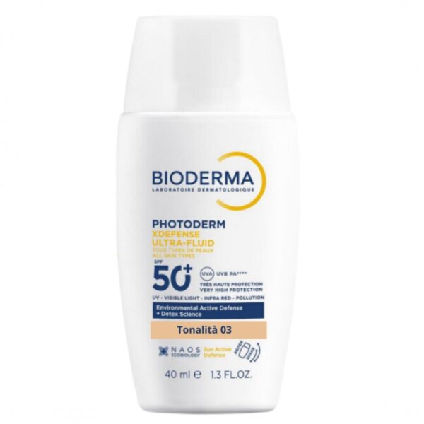 BIODERMA Photoderm Xdefense Ultra-Fluid Colorat SPF50+ Fototip 3, 40 ml