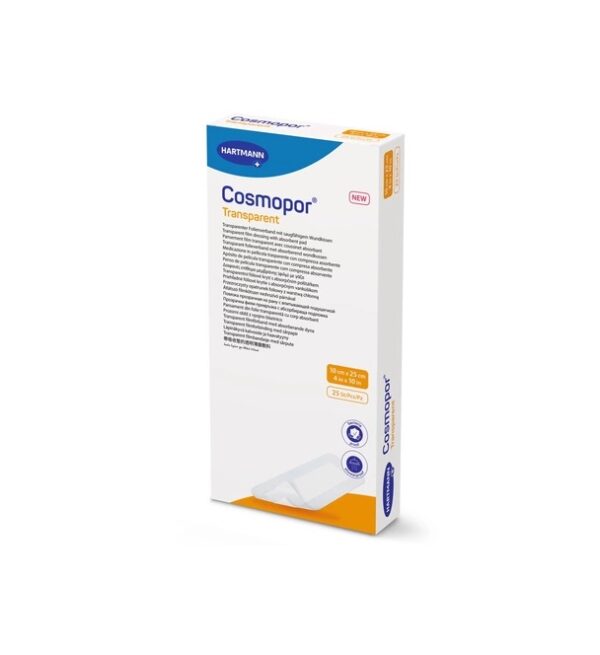 Plasture Transparent cu Compresa Sterila Cosmopor Transparent, 10 cm x 25 cm, 25 Bucati, Hartmann