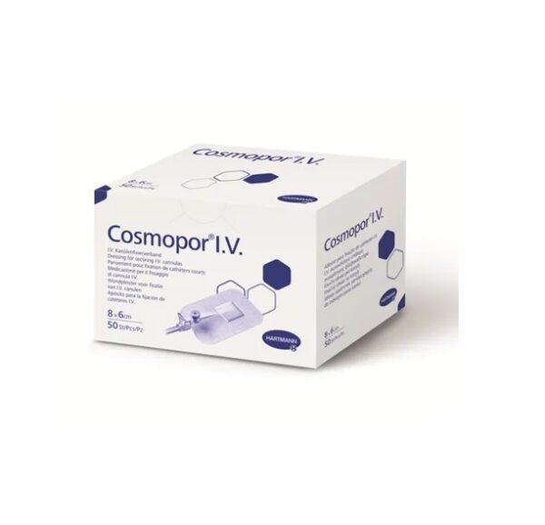 Plasturi Sterili pentru Fixarea Branulelor Cosmopor I.V., 8x6 cm, 50 Bucati, Hartmann