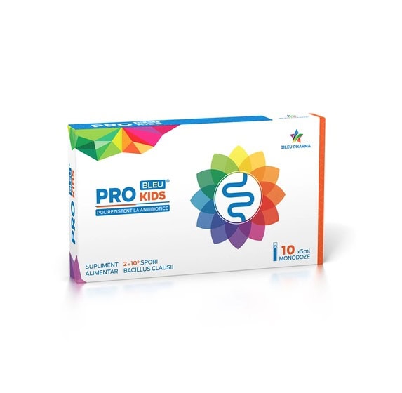 Probiotic pentru Copii Pro Kids Bleu, 10 Fiole x 5 ml, Bleu Pharma