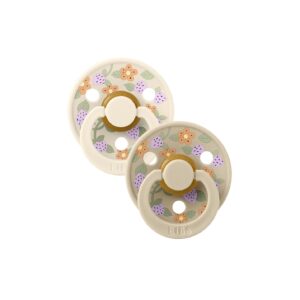 Set 2 Suzete Colour Strawberries and Cream Latex ,Pale Ivory Mix, 6Luni+, Bibs x Liberty