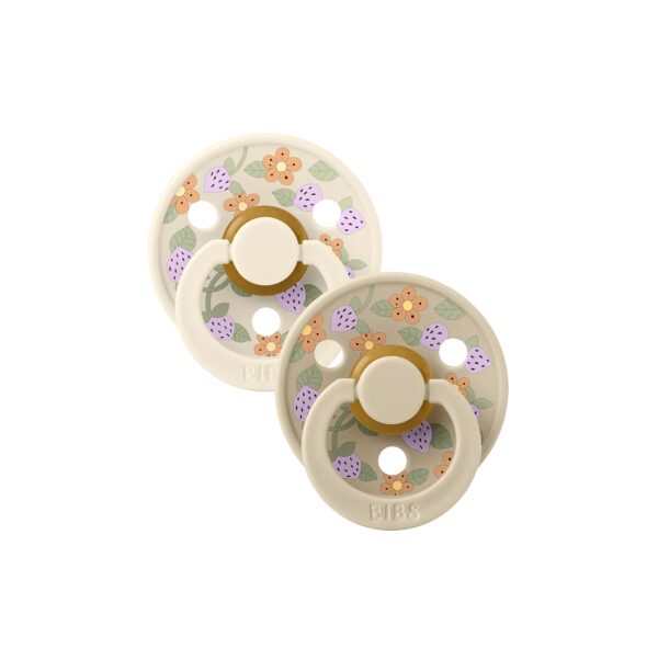 Set 2 Suzete Colour Strawberries and Cream Latex ,Pale Ivory Mix, 6Luni+, Bibs x Liberty