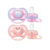 Set 2 Suzete Ortodontice din Silicon Ultra Air SCF085/02, Roz, Philips Avent