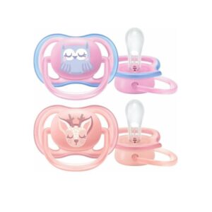 Set 2 Suzete Ortodontice din Silicon Ultra Air SCF085/02, Roz, Philips Avent