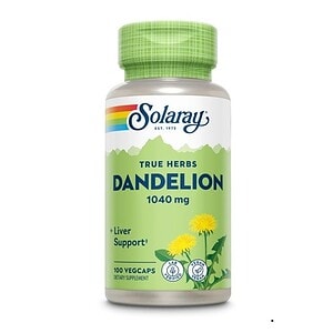 Capsulă Solaray Păpădie 1040 mg pentru detoxifiere și suport hepatic.