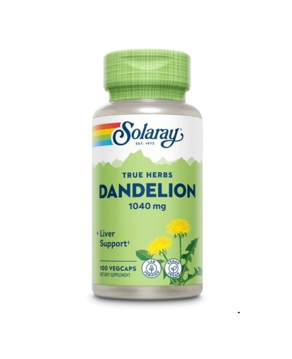 Capsulă Solaray Păpădie 1040 mg pentru detoxifiere și suport hepatic.