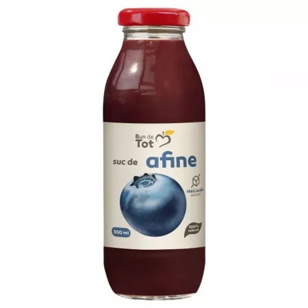 Suc Natural de Afine Fără Zahăr Bun de Tot, 300 ml, Dacia Plant