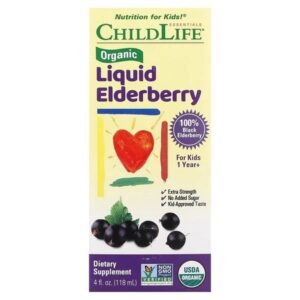 Supliment Pentru Susținerea Sistemului Imunitar Organic Liquid Elderberry Childlife Essentials, 118 ml, Secom