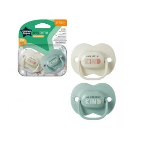 Suzete Ortodontice Anytime, 6-18 Luni, Verde / Alb, 2 Buc, Tommee Tippee