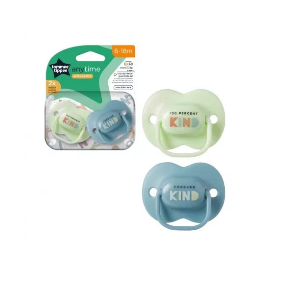 Suzete Ortodontice Anytime, 6-18 Luni, Verde / Albastru, 2 Bucati, Tommee Tippee