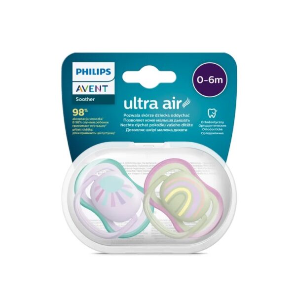suzete-ultra-air-0-6-luni-verde-roz-2-bucati-philips-avent-O36965-farmacia-morpheus Suzete Ultra Air, 0-6 Luni Verde/Roz, 2 bucati, Philips Avent