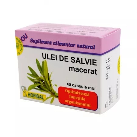 Ulei de Salvie Macerat, 500 mg, 40 Capsule, Hofigal