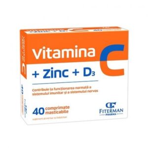 Vitamina C+Zn+D3, 40 Comprimate Masticabile, Fiterman Pharma