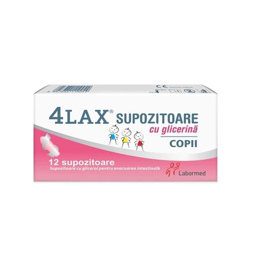 4Lax Supozitoare cu Glicerina pentru Copii, 12 Bucati, Labormed