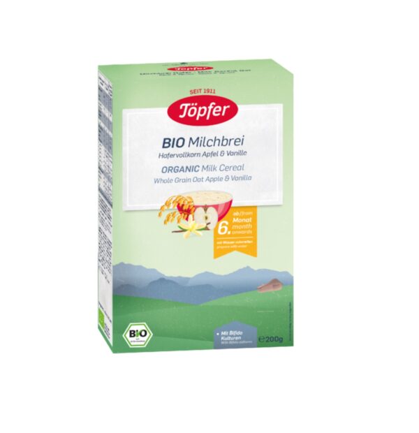 cereale-bio-organic-cu-ovaz-integral-lapte-mere-si-vanilie-6-luni-200-gr-topfer-O34861-farmacia-morpheus Cereale Bio Organic cu Ovaz Integral, Lapte, Mere si Vanilie, +6 Luni, 200 gr, Topfer