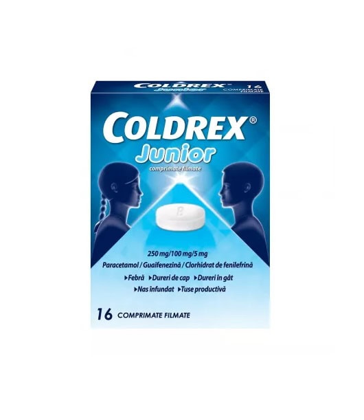 Coldrex Junior, 250 mg/100 mg/5 mg, 16 Comprimate Filmate, Perrigo