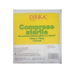 Comprese Sterile Netesute, Pliate, 10x10 cm, 10 Bucati, Evrika