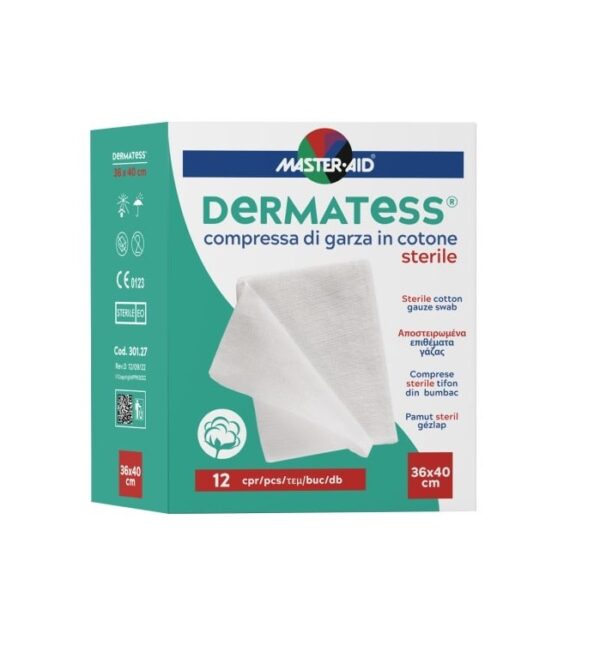 Dermatess Comprese Sterile Tifon din Bumbac, 36x40 cm, 12 Bucati, Master-Aid