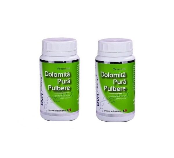 Dolomita Pura Pulbere 650 g, Pachet 60+60 Capsule, DVR Pharm
