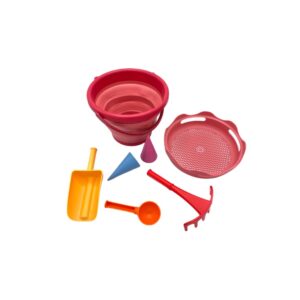 Galeata Pliabila pentru Nisip, 7 Piese, Rosie, Compact Toys
