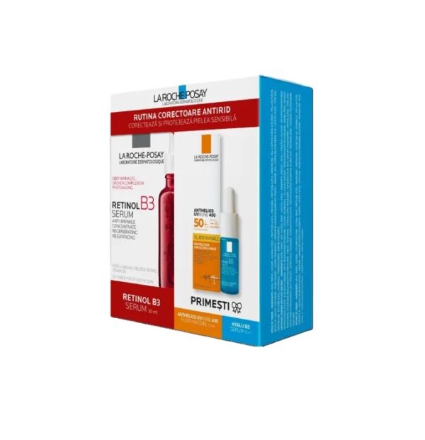Pachet Retinol B3 Serum 30 ml + Anthelios UVMUNE 400 Fluid Invizibil 15 ml + Hyalu B5 Serum 10 ml, La Roche-Posay