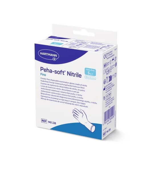 peha-soft-fino-manusi-de-examinare-albastre-din-nitril-marimea-s-10-bucati-hartmann-O35405-farmacia-morpheus Peha Soft Fino, Manusi de Examinare Albastre din Nitril, Marimea S, 10 Bucati, Hartmann