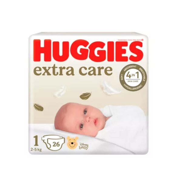 Scutece Extra Care, Nr. 1, 2-5 kg, 26 Bucati, Huggies