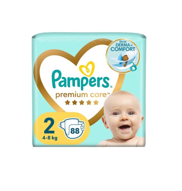 Scutece Premium Care Jumbo Pack Marimea 2, 4-8 kg, 88 Bucati, Pampers